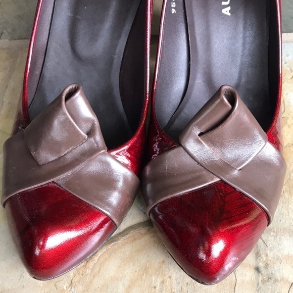 Audley London blood red patent leather architectural block heels - Picture 3 of 9